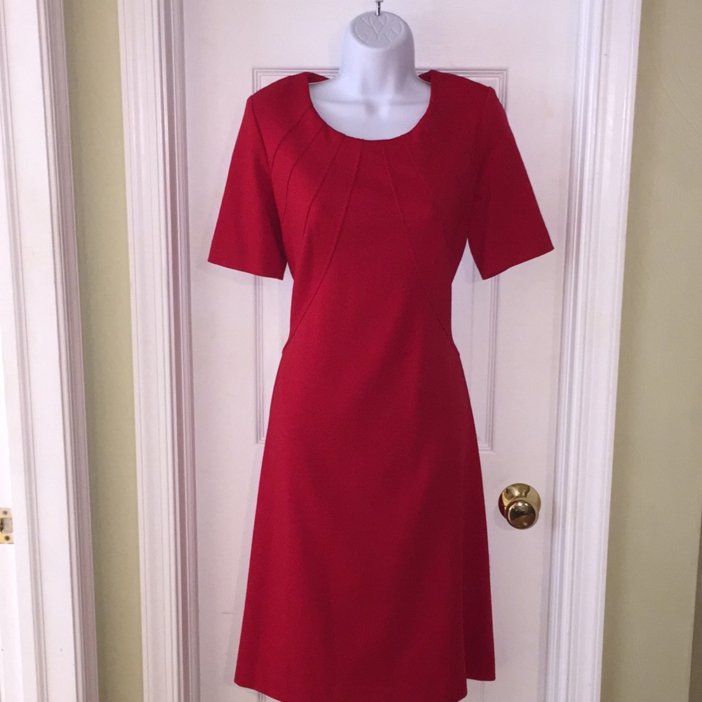 ♥ Leslie Fay Red Midi Dress